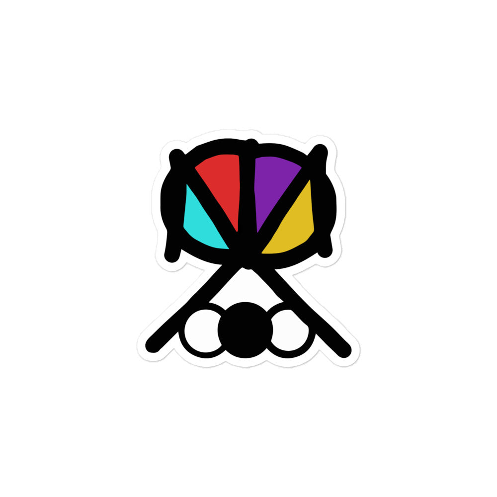 Colorful drum and cymbal NeverDie Records logo on a white background